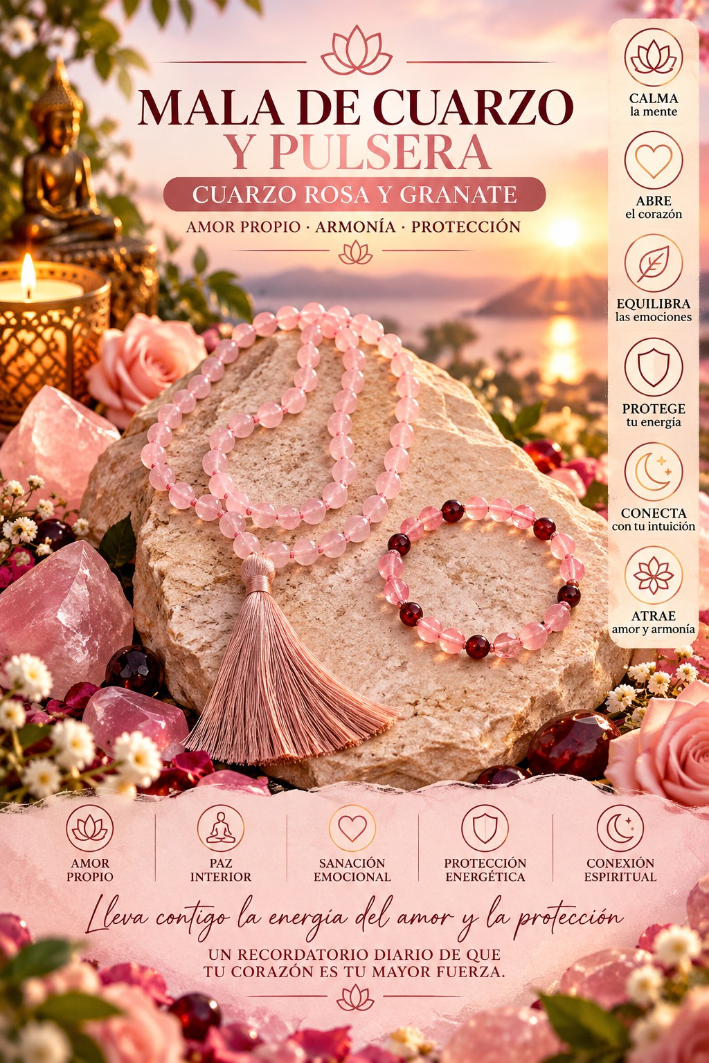 4-mala-cuarzo-rosa-granate Mala de Cuarzo Rosa y Granate